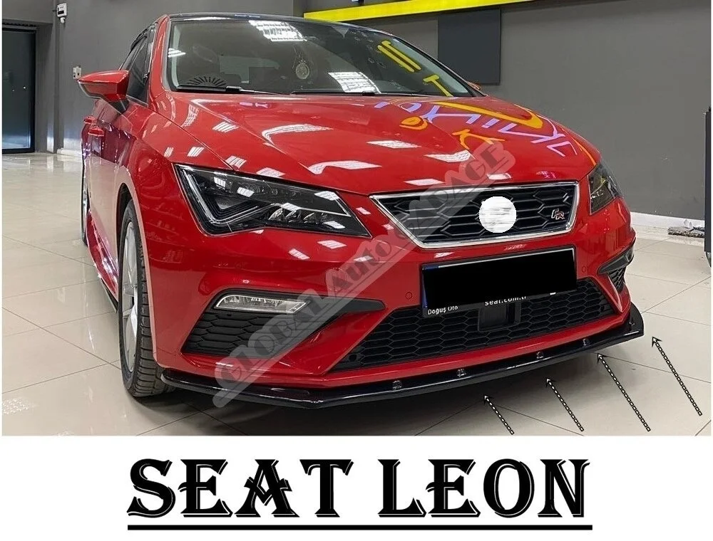 

For SEAT LEON MK3 Front Bumper Attachment Lip 2012-2020 Piano Glossy Black Splitter Diffuser Mud Flaps Universal Spoiler Bumper