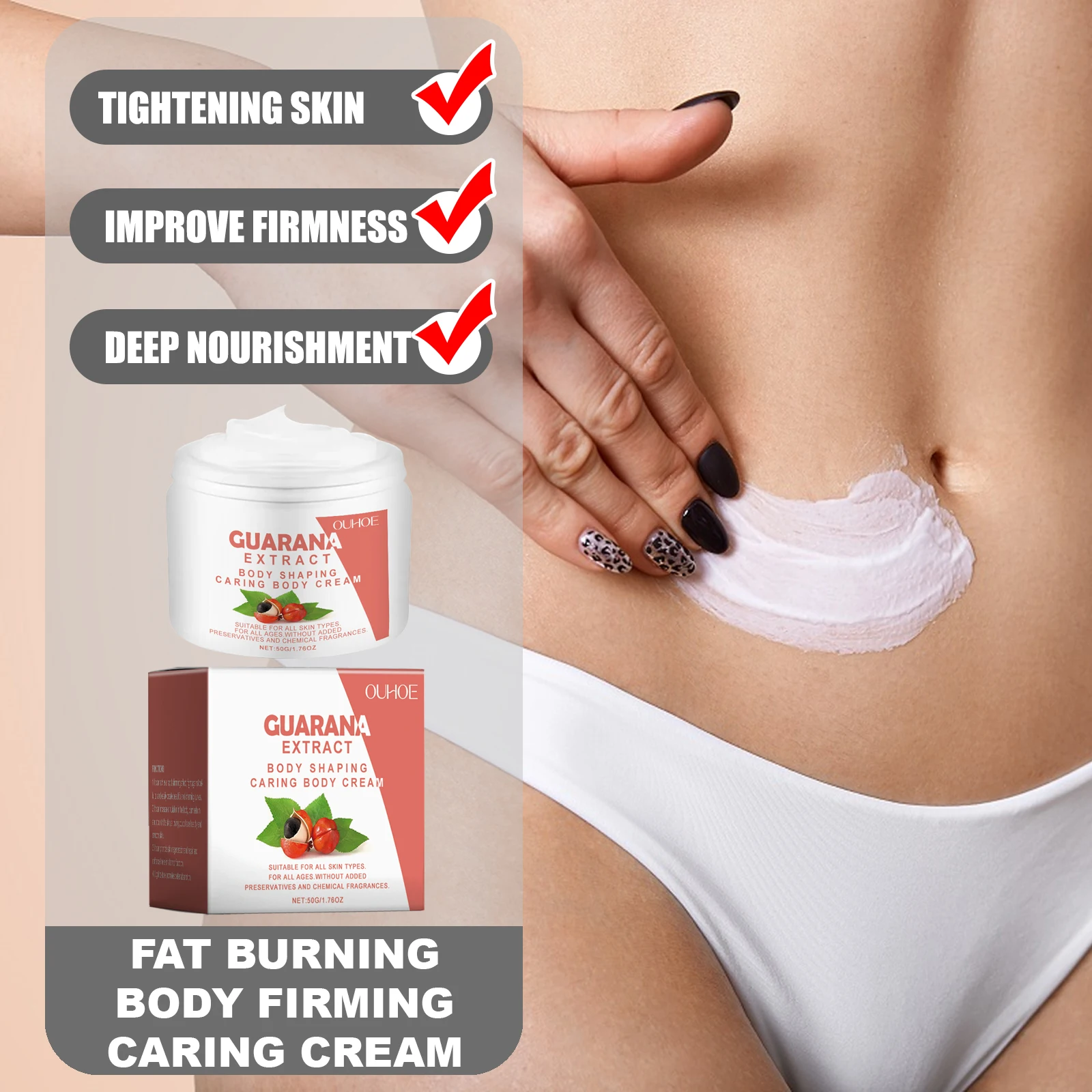 

OUHOE Fat Burning Body Firming Caring Cream Increase Circulation Deeply Nourishing Make Skin Smoothe & Tight Quickly Absorbed