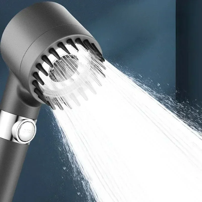Głowica prysznicowa z filtrem pod wysokim ciśnieniem 3-trybowy regulowany spray z szczotką do masażu Kran deszczowy Zestaw prysznicowy Akcesoria łazienkowe — zdjęcie 2