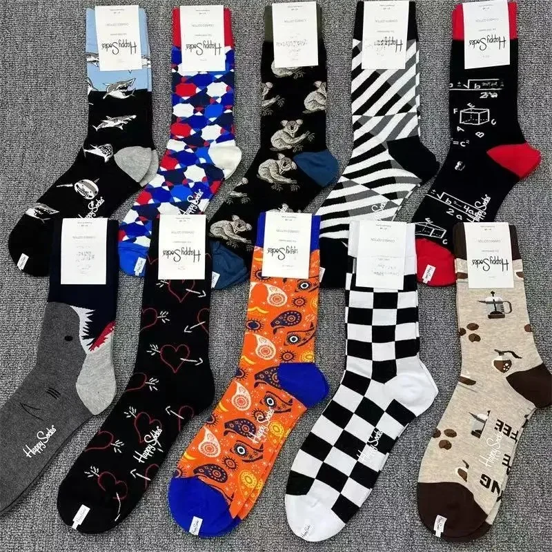 Happy Chaussettes de sport classiques en coton pour hommes, taille 41-46