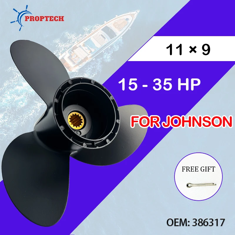 

For 11*9 Johnson Outboard Propeller 15hp 20hp 25hp 30hp 35hp Aluminum Alloy Boat Motor 3 Blade 14 Spline Marine Engine Part