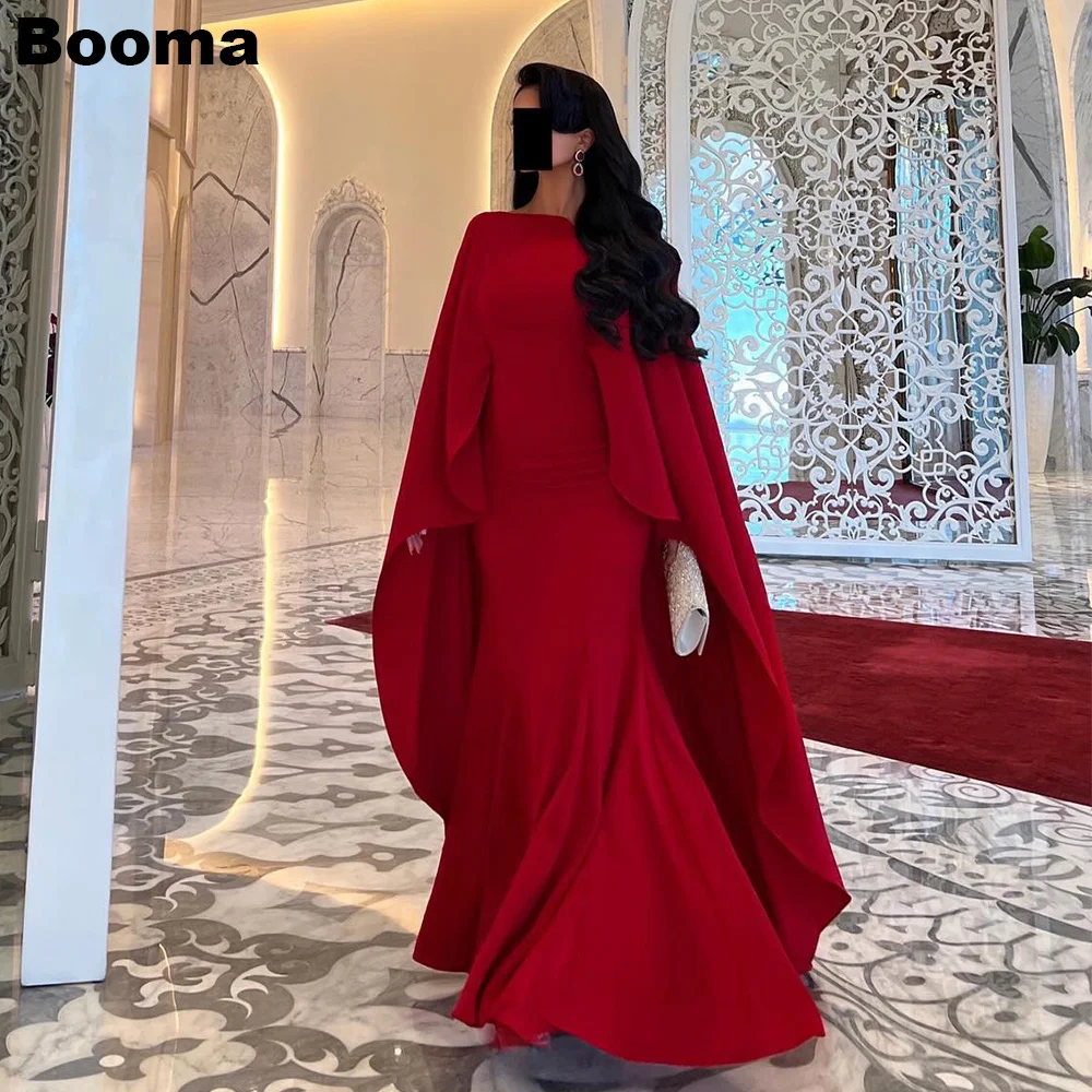 

Booma Saudi Arabia Mermaid Evening Dresses Cape Formal Occasion Dresses Floor Length Party Gowns Dubai Customized