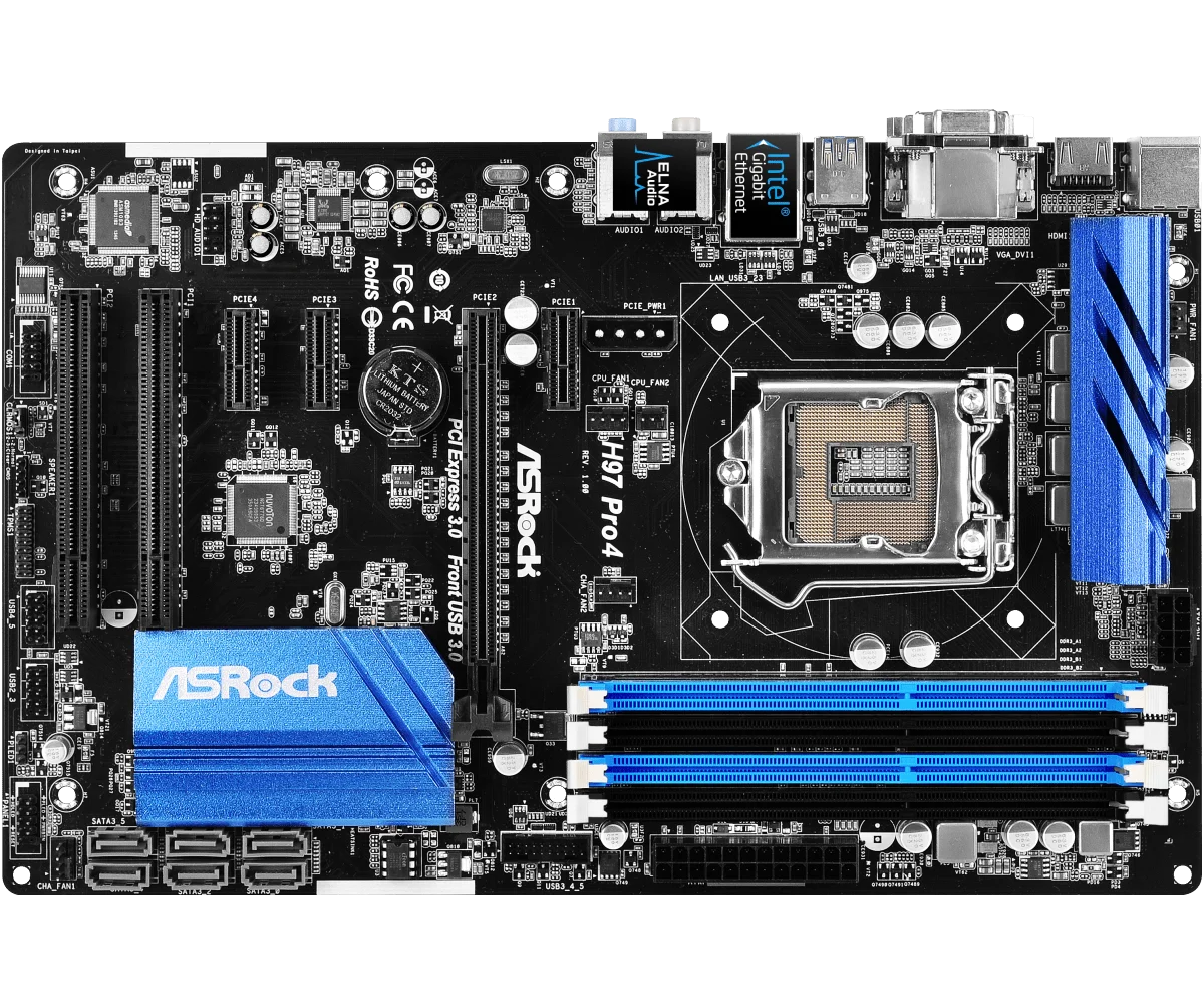 Imagem -02 - Placa-mãe Asrock-h97 Pro Lga 1150 Ddr3 32gb Usb 3.1 Suporta I54590 I5-4430 I7-4790 I3-4170 I3-4130 G1850 Atx