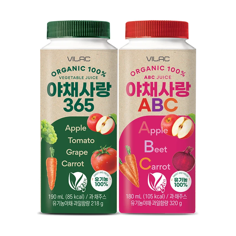 [Vik] [24 Mmouth Set] Organic 100% Vegetable Love 365 190mL(12EA) + Organic 100% Vegetable Love ABC 180mL(12EA)