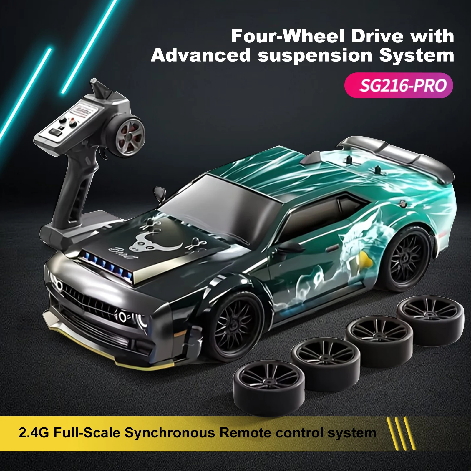 ZNLYRION RC Auto Ferngesteuertes Drift-Auto 1:16 Maßstab RC Rennauto SG216PRO MAX 4WD 45KM/H 2,4G mit LED-Lichtern für Kinder und Erwachsene