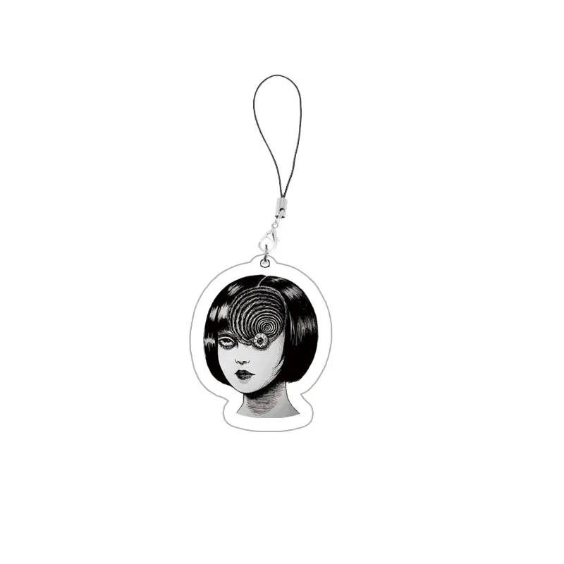 Junji Ito Phone Charm Keychain Acrylic Junji Ito Small Mobile Phone Chain KeyRing Accessories Fans Gifts