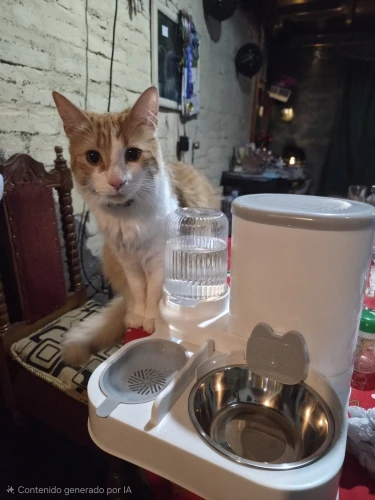 Customer review photo for Dual-Bowl Automatic Cat Feeder for Two Pets