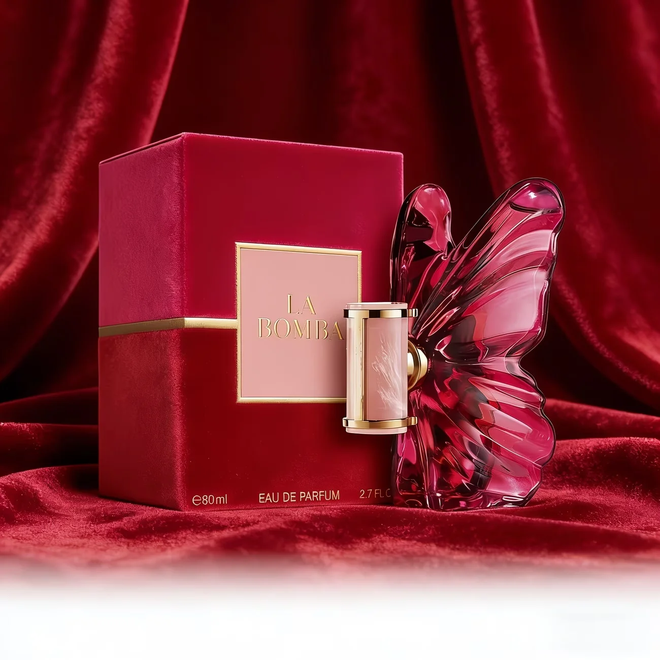 

LA BOMBA Butterfly-Shaped Eau de Parfum 80ml (2.7FLoz) - Vibrant Pink Luxury Fragrance for Feminine, Eye-Catching Charm.
