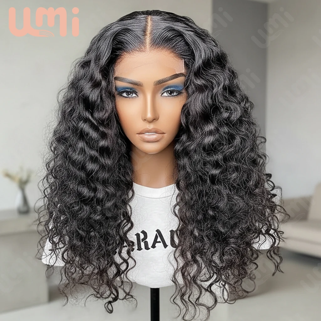 Umi 13x4 HD deep wave short Bob Wig Transparent Lace Frontal wigs Brazilians Remy 230% Density real 100% Human Hair 8-16 Inches