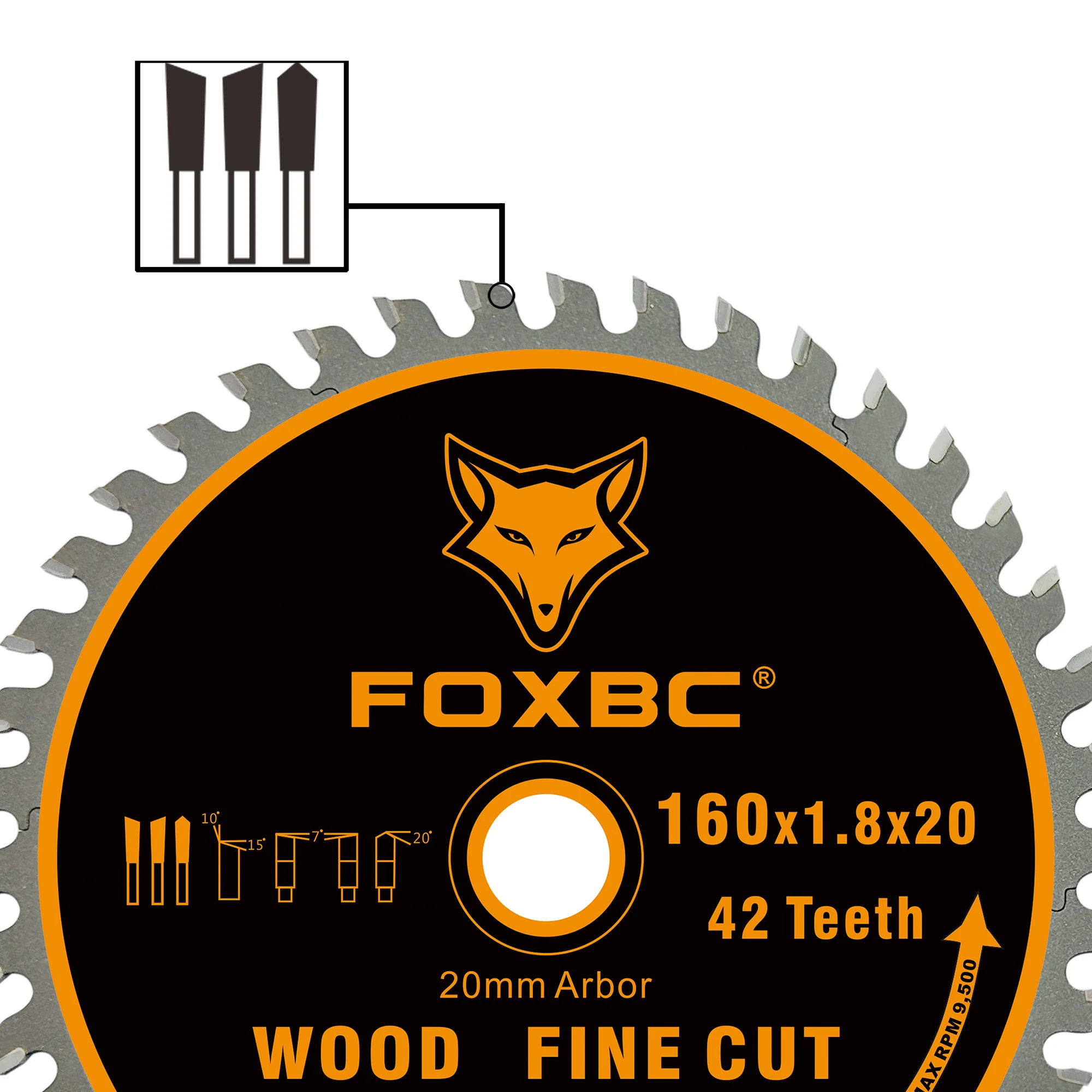 Lama per sega a binario FOXBC 205553 160x1,8x20mm 42 T taglio Fine in legno per Festool TS 55 F, TSC 55 K, HK 55 e HKC 55 1pcsc