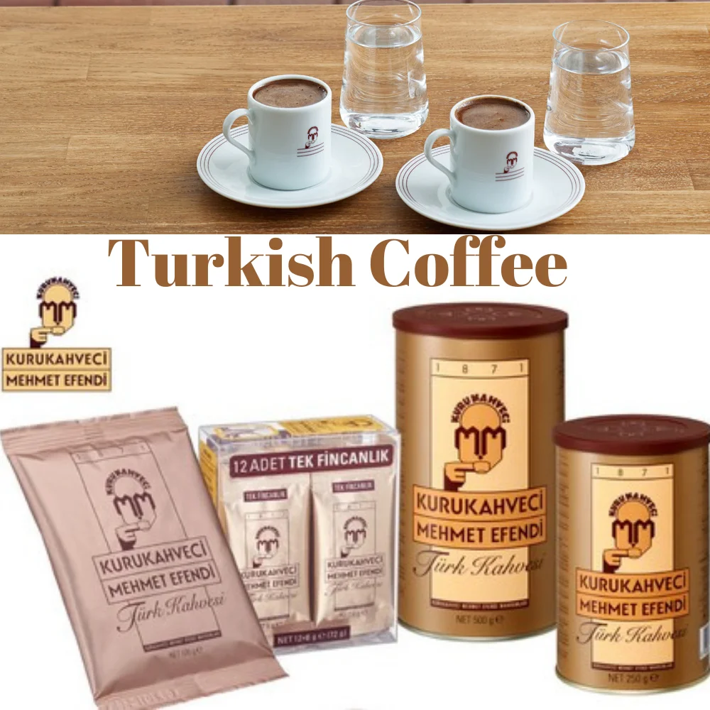 Turkish Coffee 12x6Gr 100 Gr 250 Gr 500 Gr Kurukahveci Mehmet Efendi Sparkling Tasty Drink Roasted Espresso Cappucino Quality Brand Preferred