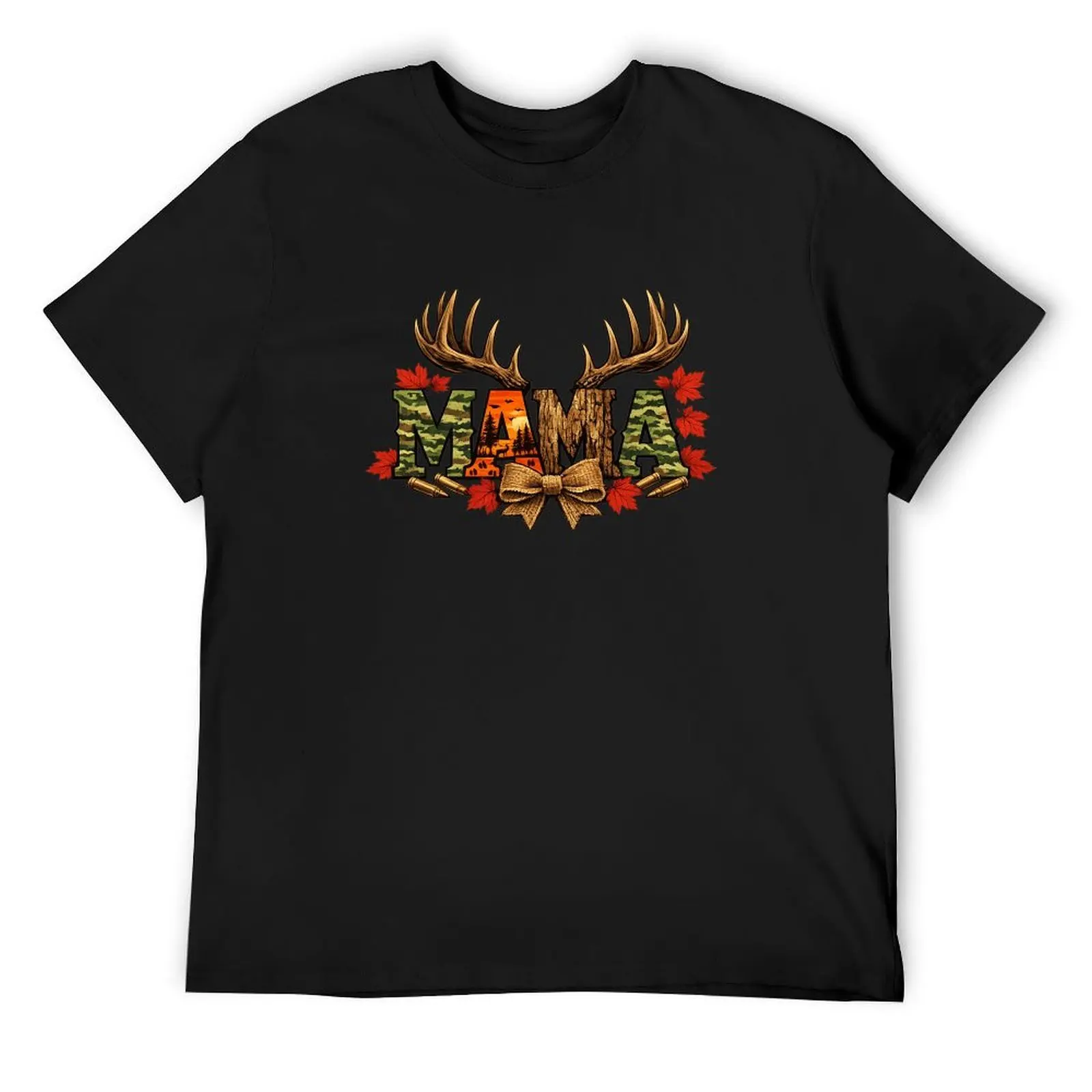 Urban Western Country Boy Deer Plaid Flannel Black Cotton Tee Rural Farmer Oversized Streetwear Top