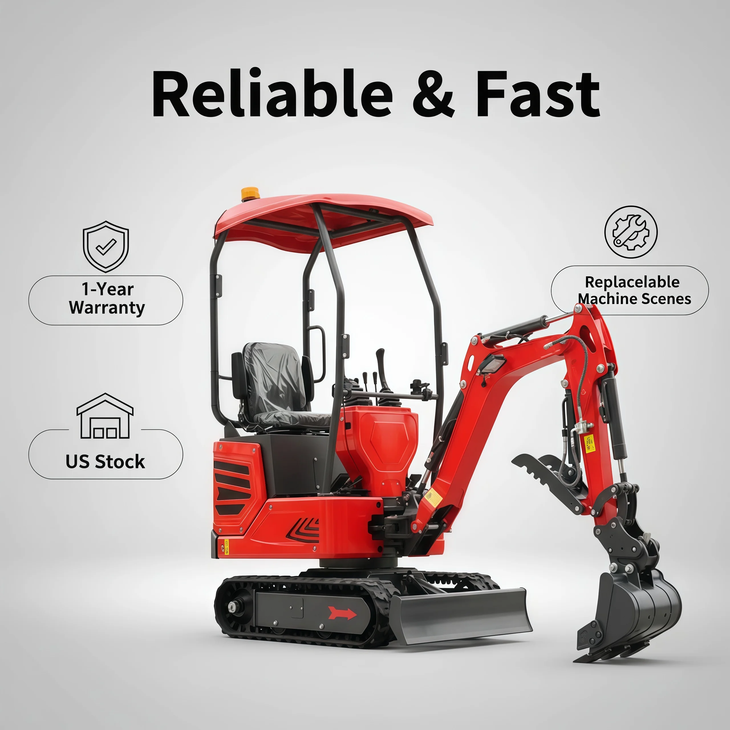 Mini Excavator with Hydraulic Thumb—a Versatile, Compact Excavator Capable of Handling a Wide Range of Tasks. Customizable.