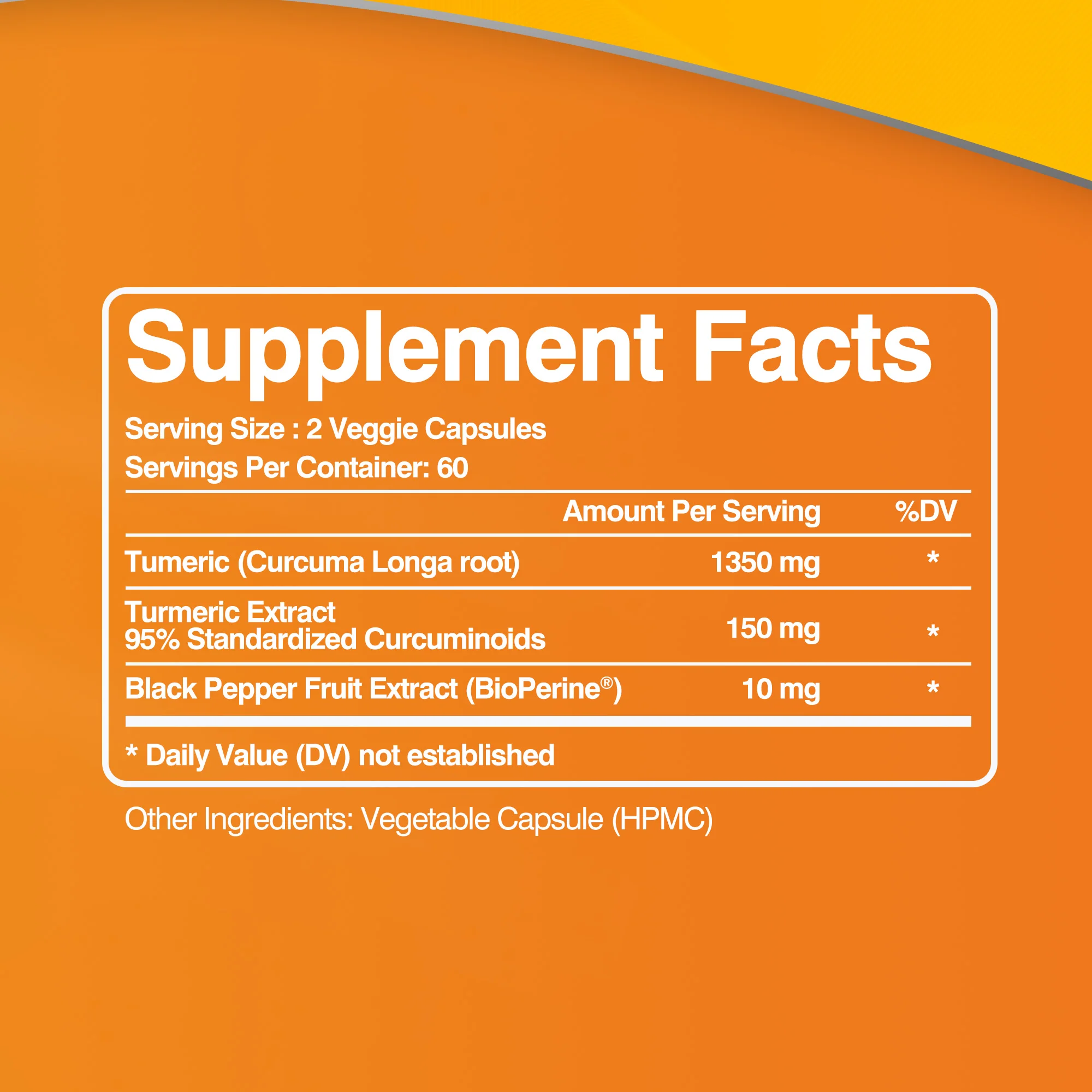 Turmeric Curcumin Capsules - with 95% Curcumin and Black Pepper - High Absorption Joint Support Supplement - 120 Capsules