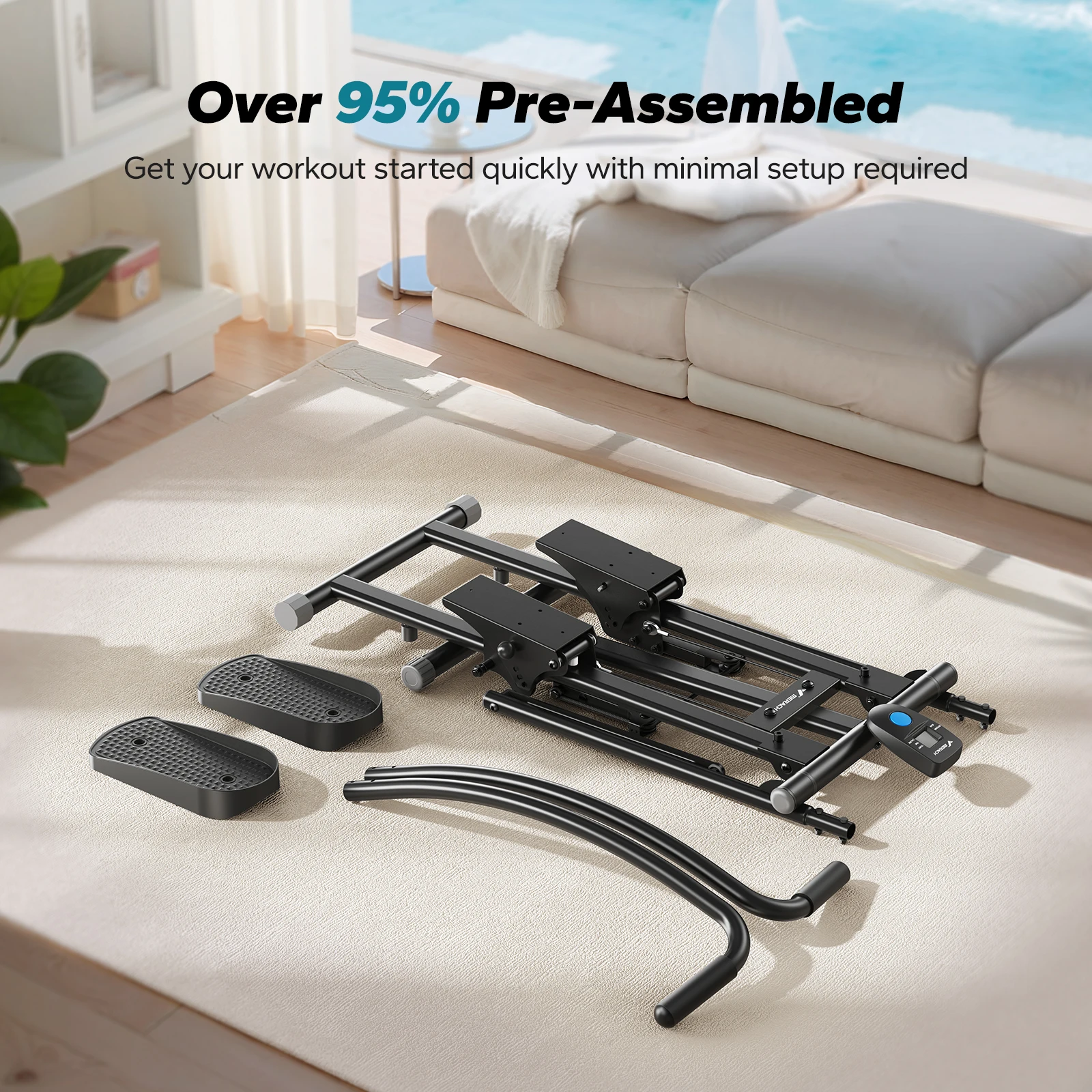 MERACH درج متدرج لصالة الألعاب الرياضية المنزلية نسخة جديدة لتمرين كامل الجسم مدمج قابل للطي متسلق الدرج مع نطاق خطوات ممتد #6