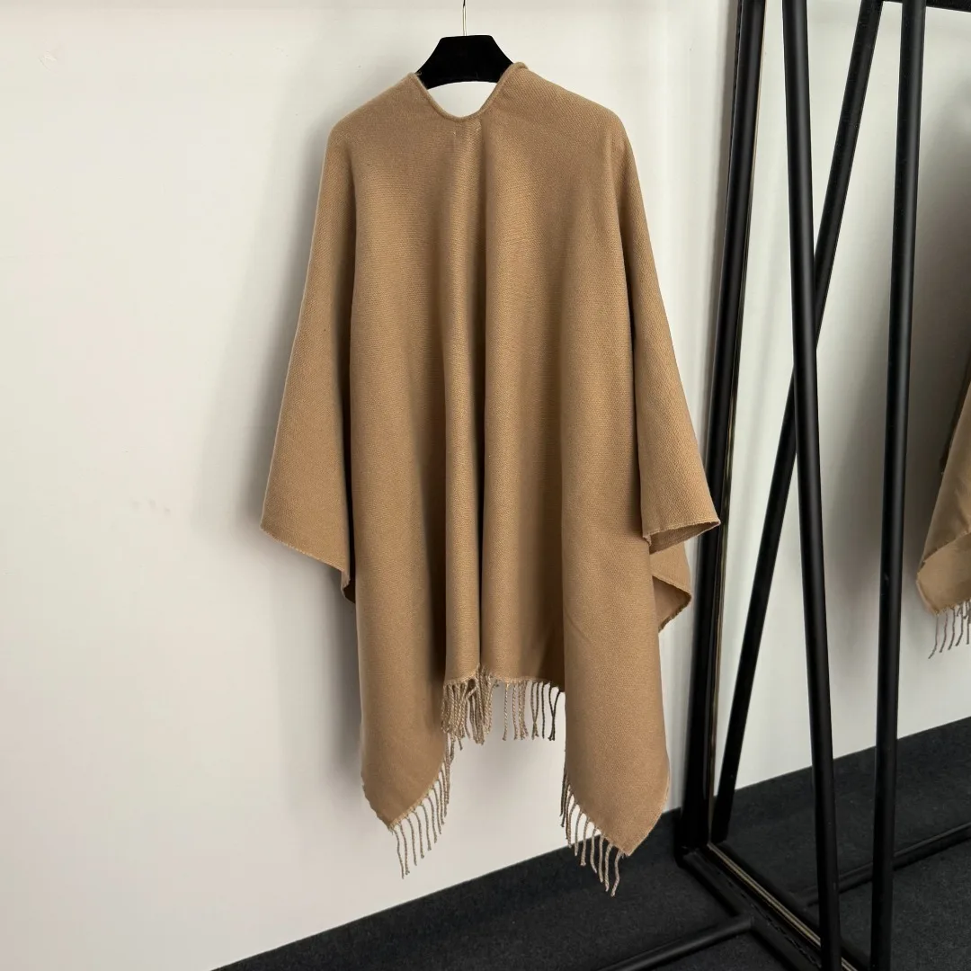 

Зима 2025, новый двусторонний шерстяной вязаный кардиган с принтом и бахромой, шаль