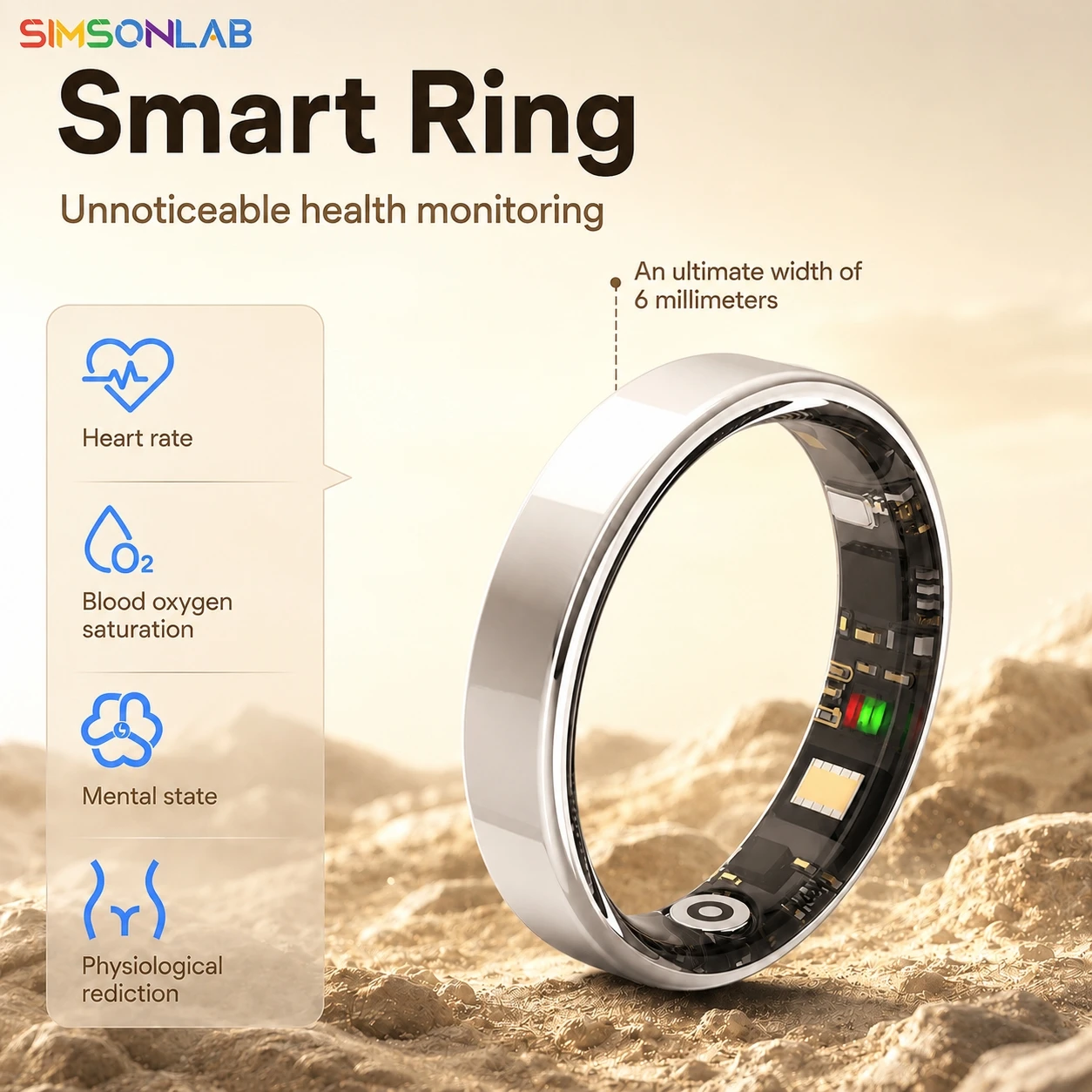 NEW Smart Ring Health Tracker Sleep Recording & Smart Sleep Analysis Blood Oxygen Monitor Heart Rate Tracker Activity Track Men