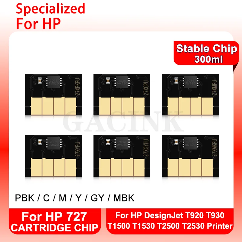 Cartridge Chip For HP 727 For HP DesignJet T920 T930 T1500 T1530 T2500 T2530 For C1Q12A B3P23A B3P19A B3P21A One Time Use Chip