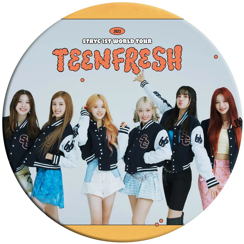 KPOP STAYC TEENFRESH Album HD Photo Print Badge Mirror Keying YOON SIEUN ISA J Keychains Pendant Bag Decoration Fans Collection