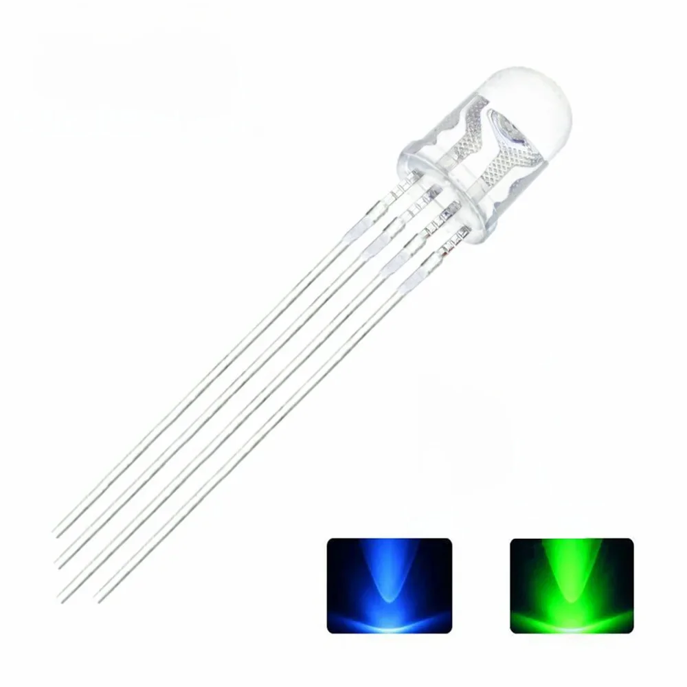 5mm RGB LED wspólna katoda 4Pin czerwony zielony niebieski LED okrągły Tricolor LED dioda elektroluminescencyjna przezroczysta lampa — zdjęcie 2