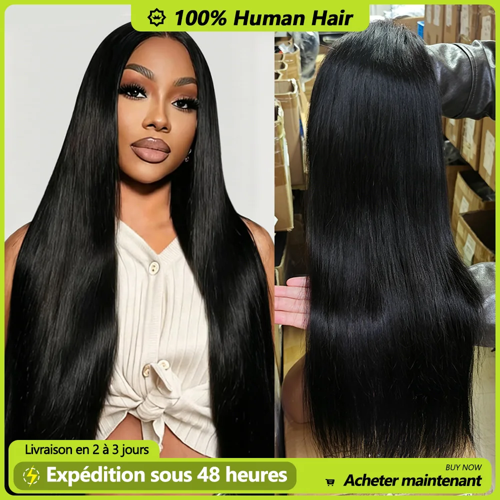 26 28 30 inch Wig Frontal Lace HD 13x6 human hair smooth in pre-thinked top quality to Super soft density for women Delivery 1-3 days