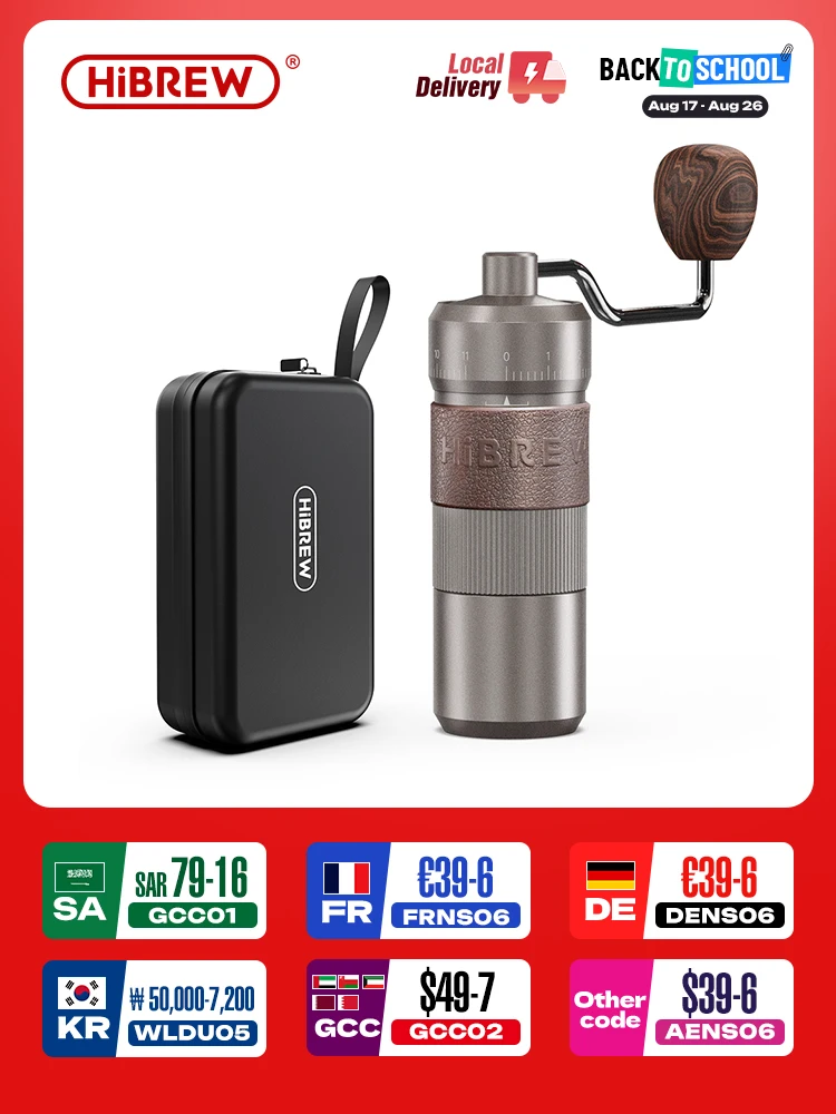 Hibrew manuelle Kaffeemühle Aluminium konische Grat kapazität 22g Hand kaffeemühle mit 11 Stufen einstellbare Einstellung übergießen