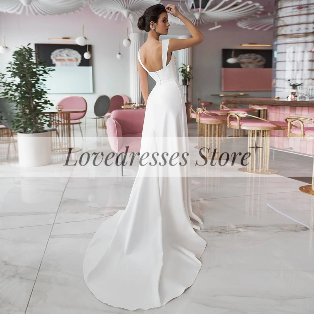 Simple A-Line Sweethear Wedding Dress for Brides 2023 Pure White Jersey Court Train 3D Flowers Civil Bridal Gowns Robe De Mariée