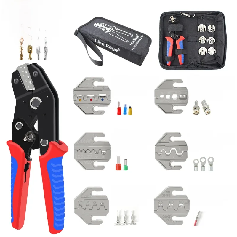 Ratschen-Crimpzange SN-58B für XH2.54/DuPont2.54/2.8/4.8/6.3/unisolierte/Ferrule-Klemmen (0,25–1,5 mm 2) 23–16 AWG