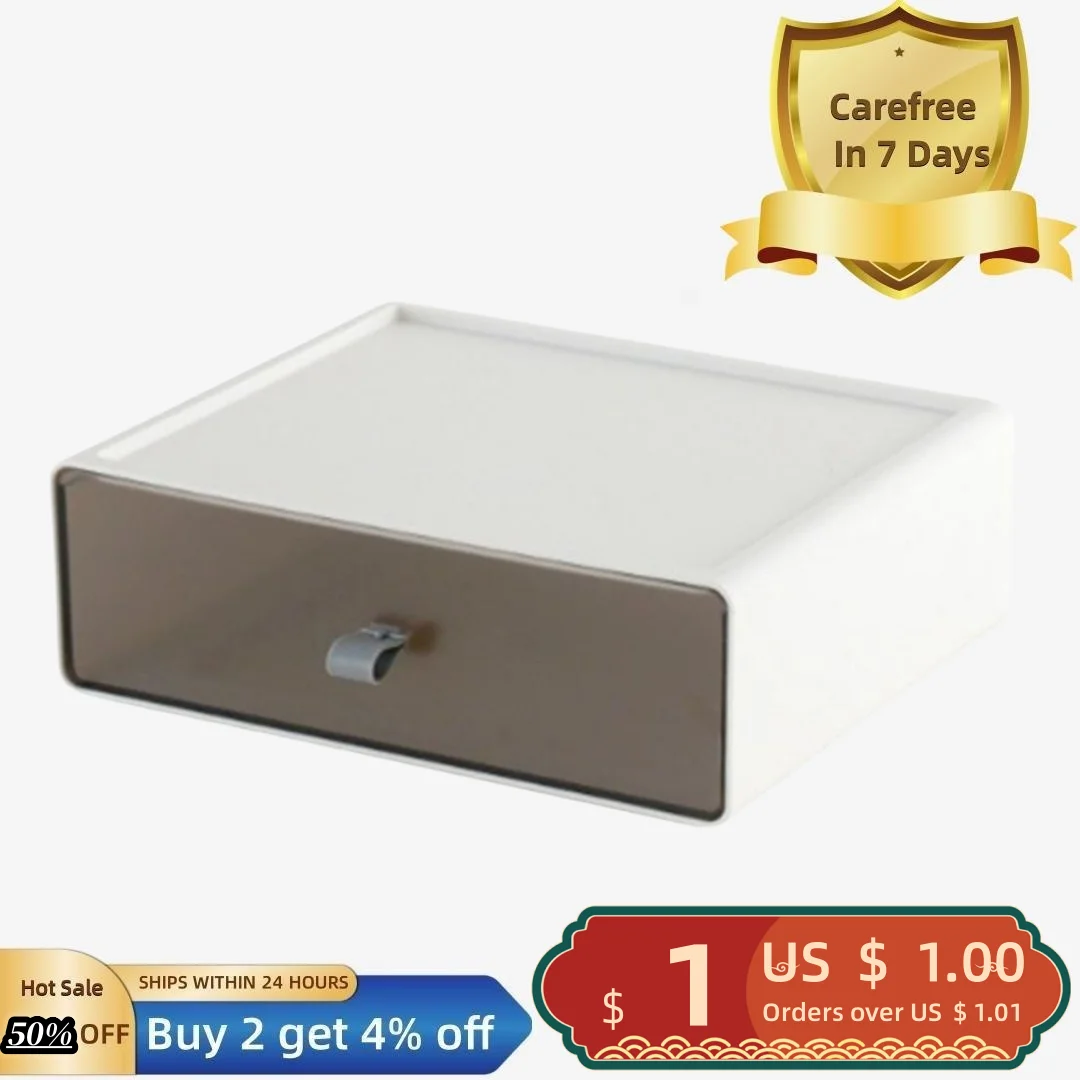 

Desktop Storage Box Transparent Large Capacity Single/Dual Lattice Drawer Type Sundries Storage Cabinets Shelves Home Supplies