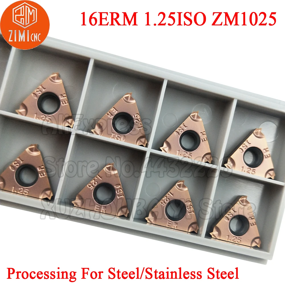 10p 16ERM 1,25 ISO ZM1025 16ERM 1,25 ISO 16ERM 1,25 ISO Hartmetall Gewinde Einsätze Drehen Werkzeuge Cutter Drehmaschine Klinge für edelstahl