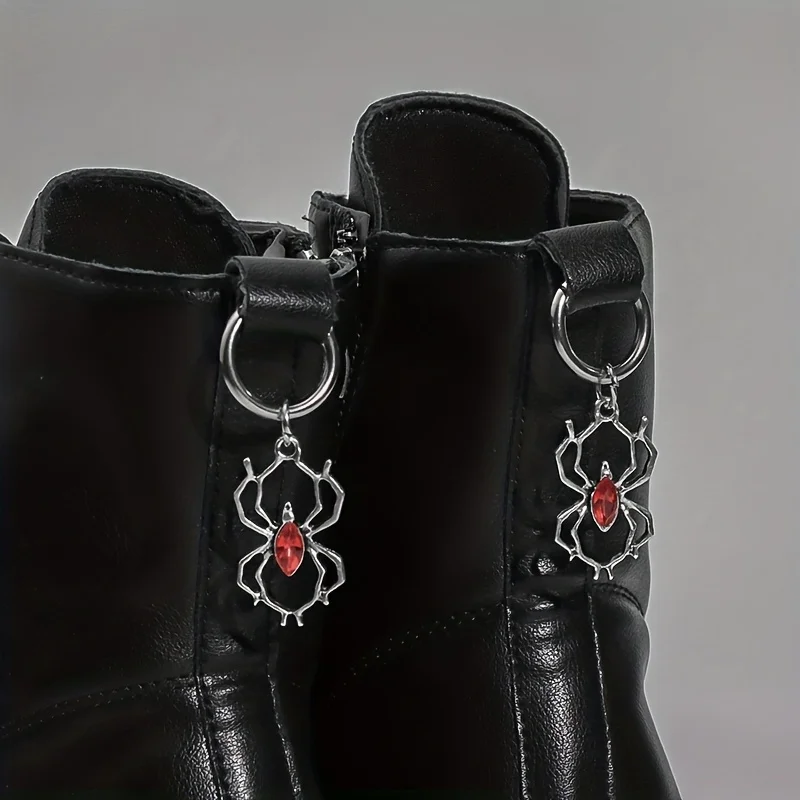 Two punk Y2K red spider shoe accessories, suitable for daily wear and as gifts for Halloween
