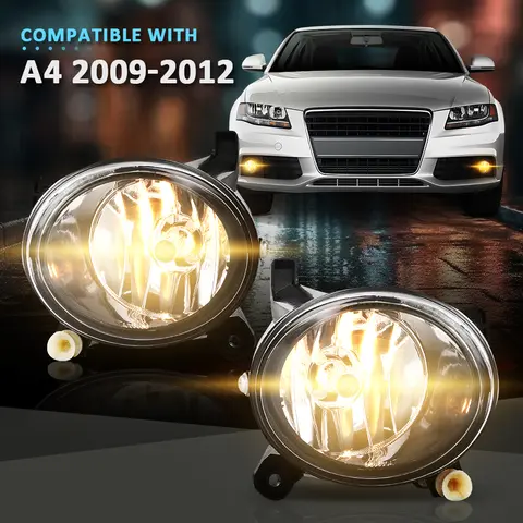 1 Pair Front Fog Light Halogen Lamp Kit Fit for 2009 2010 2011 2012 Audi A4 S4 B8 Sedan Car