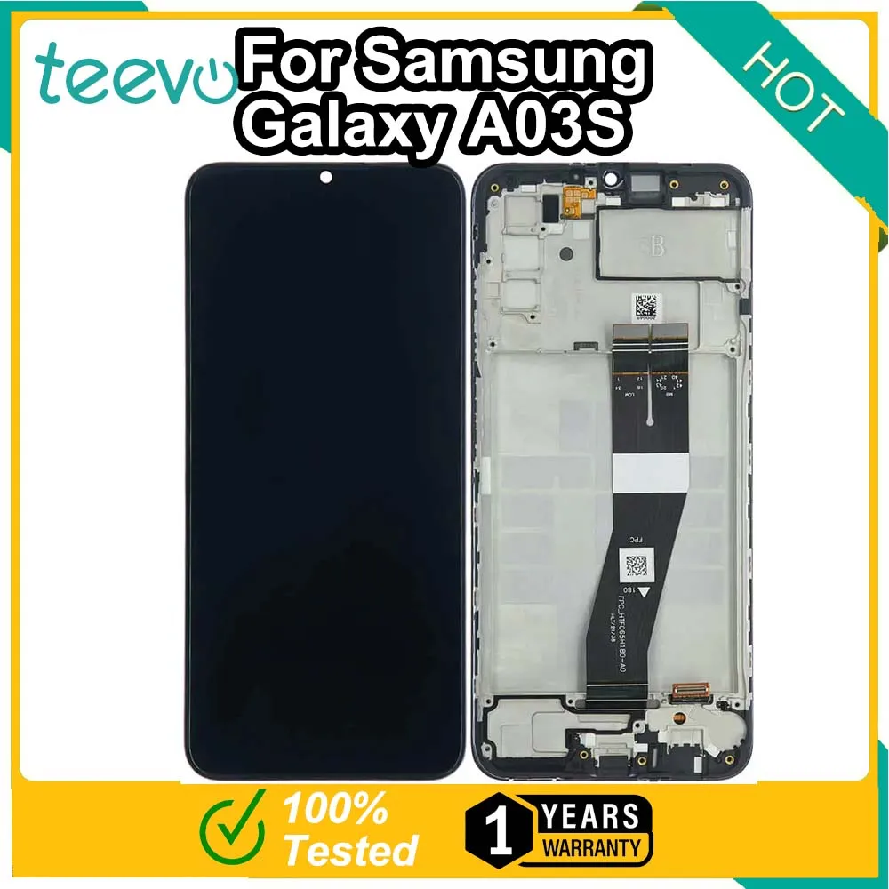 Teevo LCD For Samsung Galaxy A03S Screen Display & Touch Screen Digitizer With Frame (Small Glass Version) | Black