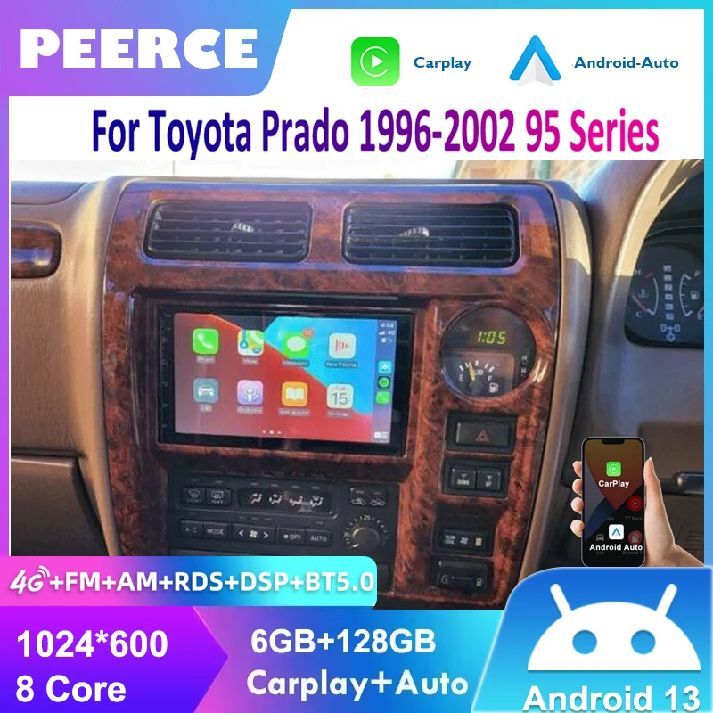 

2 Din Car Radio Carplay Android Auto 7Inch 4G 64G Multimedia Player DSP RDS AHD GPS WIFI Autoradio For Toyota Prado 1996-2002 95