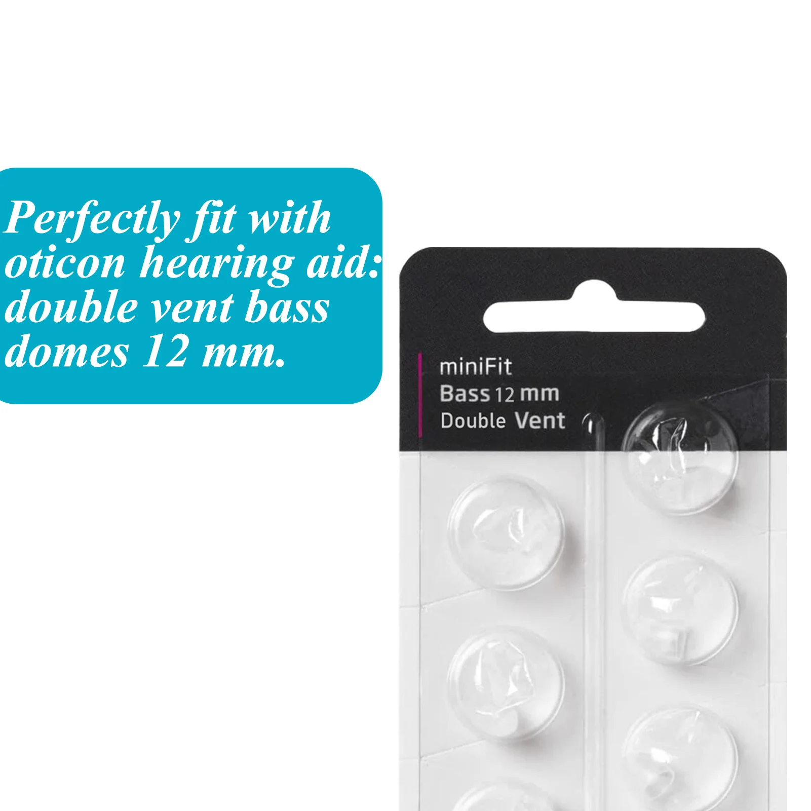 Hearing Aid Domes for Oticon Replacements, Oticon Minifit Double Vent Bass Domes (12 mm）Universal Domes for Oticon Hearing Aid