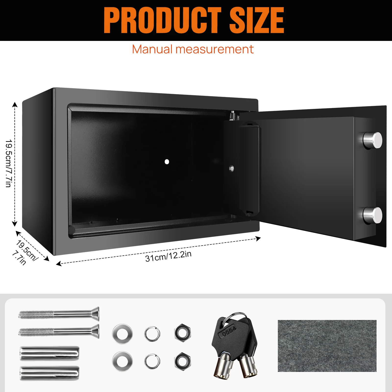 Grote, sterke digitale display stalen kluis met sleutel en hoge beveiliging, code slot, sleutelkast, kluisjes voor thuis, kantoor, geld, contant geld, veiligheidsbox 4.6L/8.5L/16L zwart/grijs