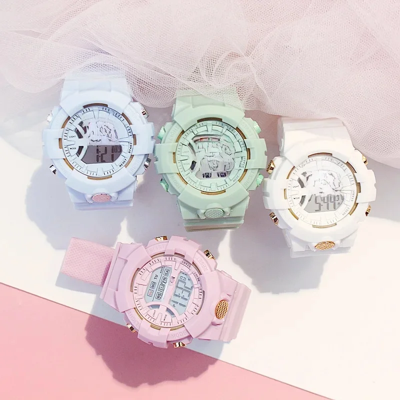 Montre numérique LED étanche pour filles, compte à rebours, chronomètre, sport, multifonction, horloge, montre-bracelet électronique, montres pour femmes, mode