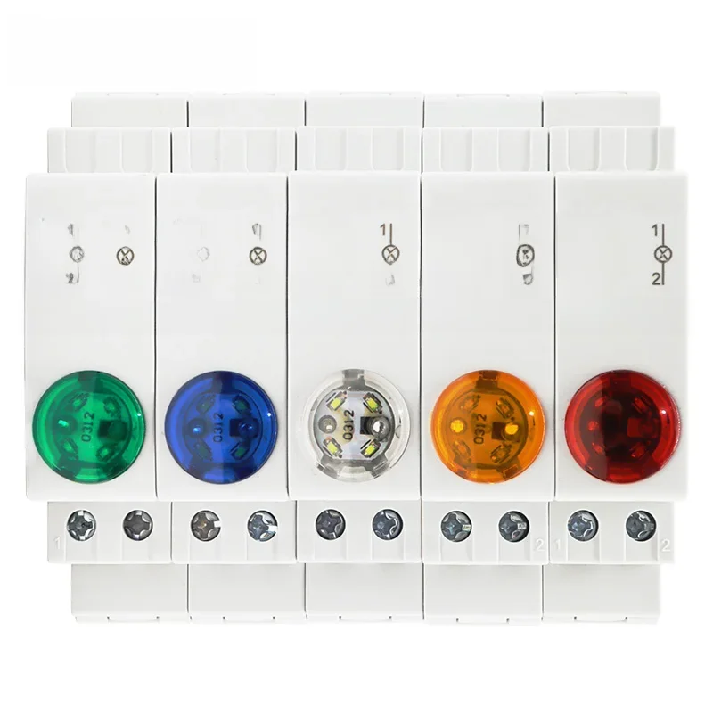 Lampe de signalisation LED AC/DC 230V 24V 220V, 1 pièce, feux pilotes, lumière d'indication sur Rail Din, rouge vert JD9