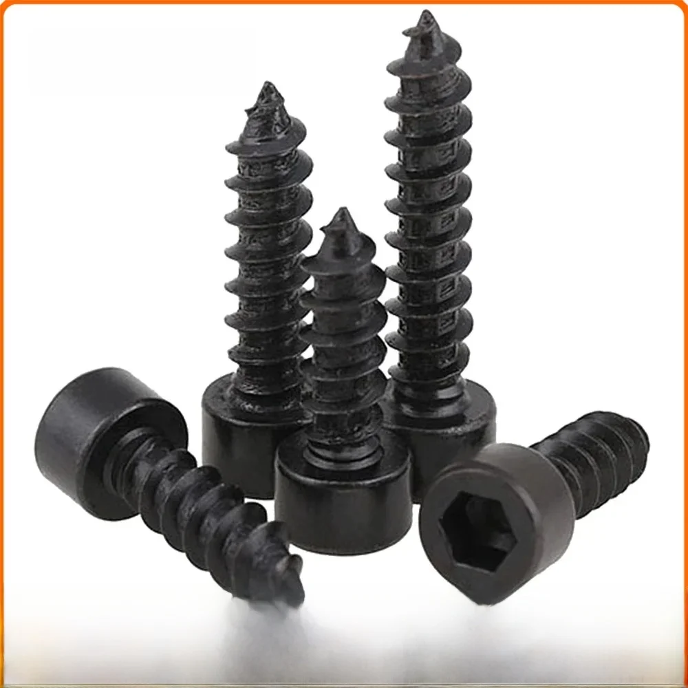 10-50 Stuks Zwart Koolstofstaal Inbusbout M2 M2.6 M3 M3.5 M4 M5 M6 Hexagon Hex inbusbout Hoofd Zelftappende Schroef - afbeelding 2