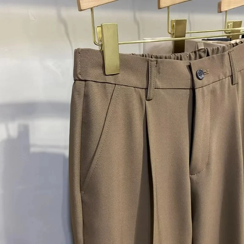 

Всесезонные мужские прямые свободные повседневные модные укороченные брюки с девятью предметами, последняя модель брюк, летние брюки