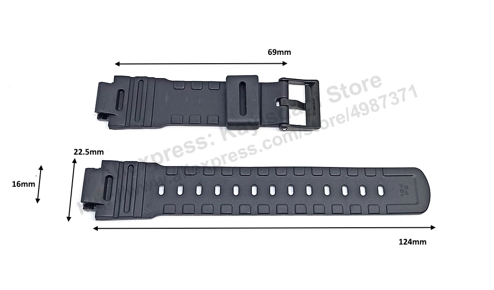 16mm Black Rubber Replacement Watch Band / Strap Compatible for Casio AW-10 , AW-20 , AW-21U , ARW-31 , ARW-32 , ARW-33 image 5