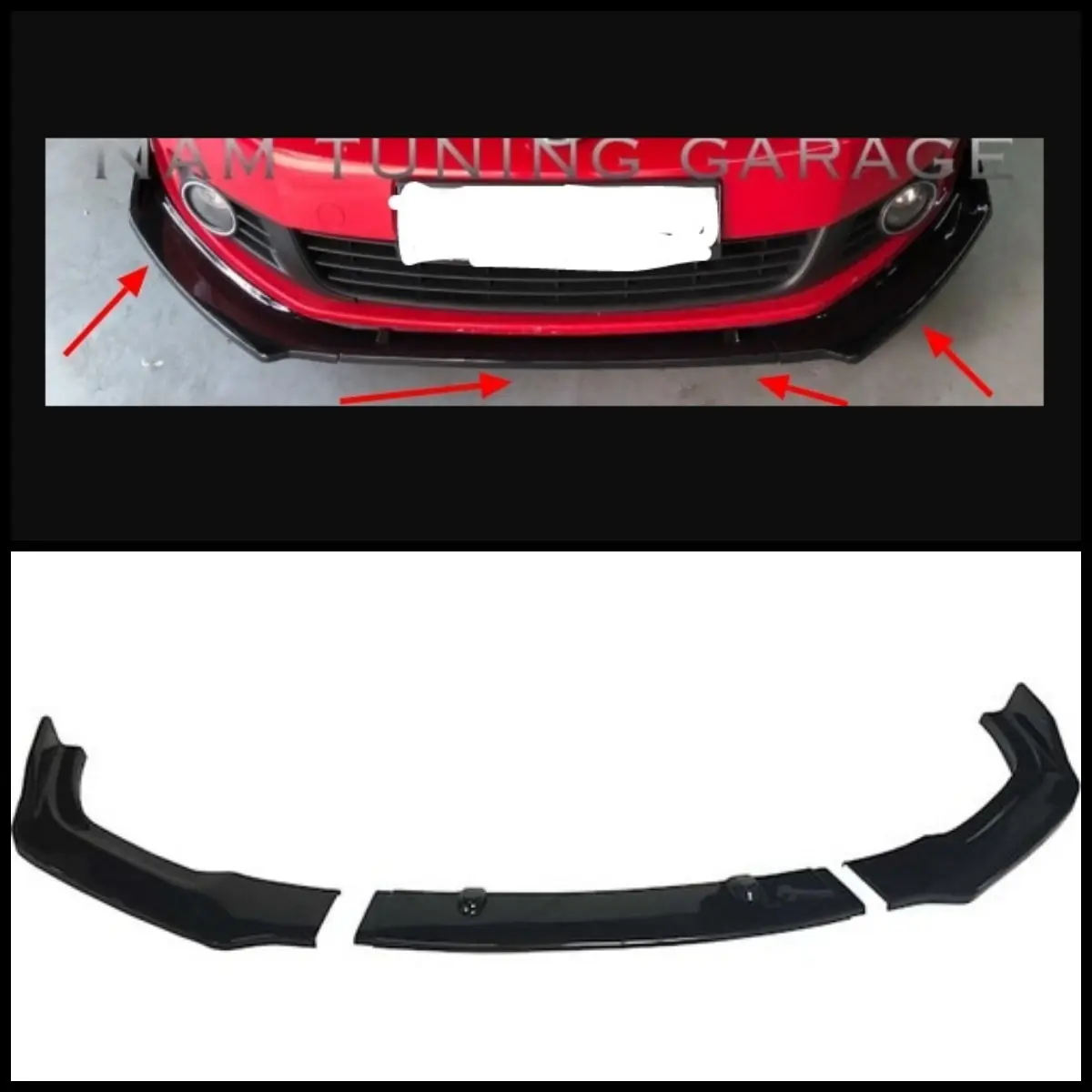 For Volkswagen Golf MK6 Front Bumper Lip Body Kit Spoiler Splitter Diffuser 3pcs HighQuality ABS Plastic Professional Universal