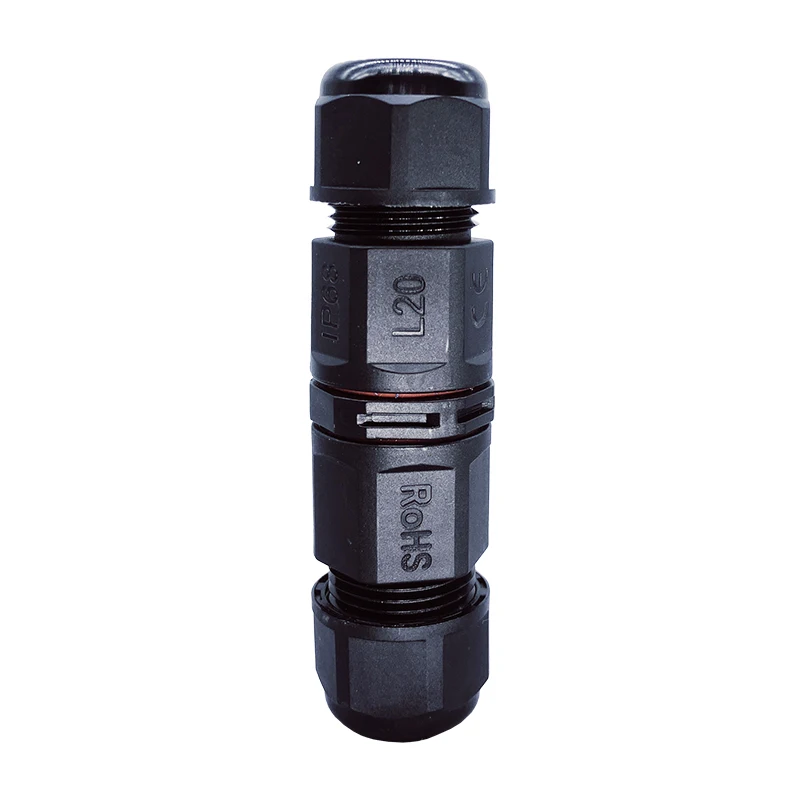 

Shangjiang L20 nylon waterproof connector passed CE and ROSH certification IP68 waterproof level screw fastening cable connector