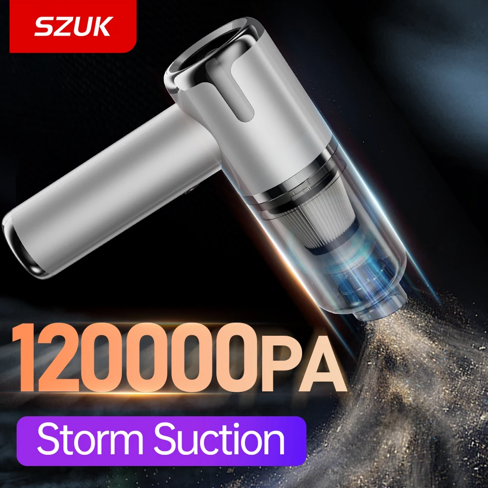 SZUK 120000PA Mini Car Vacuum Cleaner Wireless Powerful Handheld Portable Cleaning Machine Blow for Car Cleaner Office Home