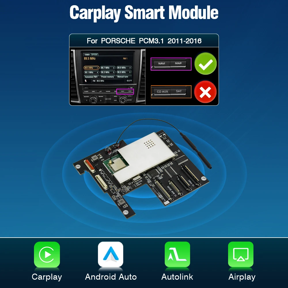 AUTOTOP Draadloze CarPlay Android Auto Module Box voor Porsche PCM3.1 Panamera Cayenne Cayman Macan Boxster Multimedia AirPlay