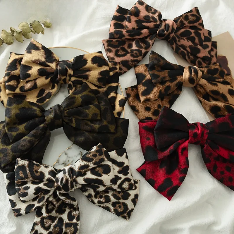 New Arrival Barrette 3 warstwy Leopard Print Hairgrips Duża duża kokardka Spinka do włosów dla dziewczynek Damska spinka do włosów Modne akcesoria do włosów — zdjęcie 2