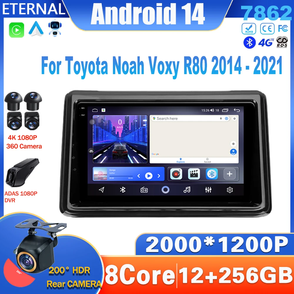 

Android 14 Car Radio For Toyota Noah Voxy R80 2014 - 2021 Multimedia Video Player Navigation Carplay Head Unit NO 2Din DVD 4G BT