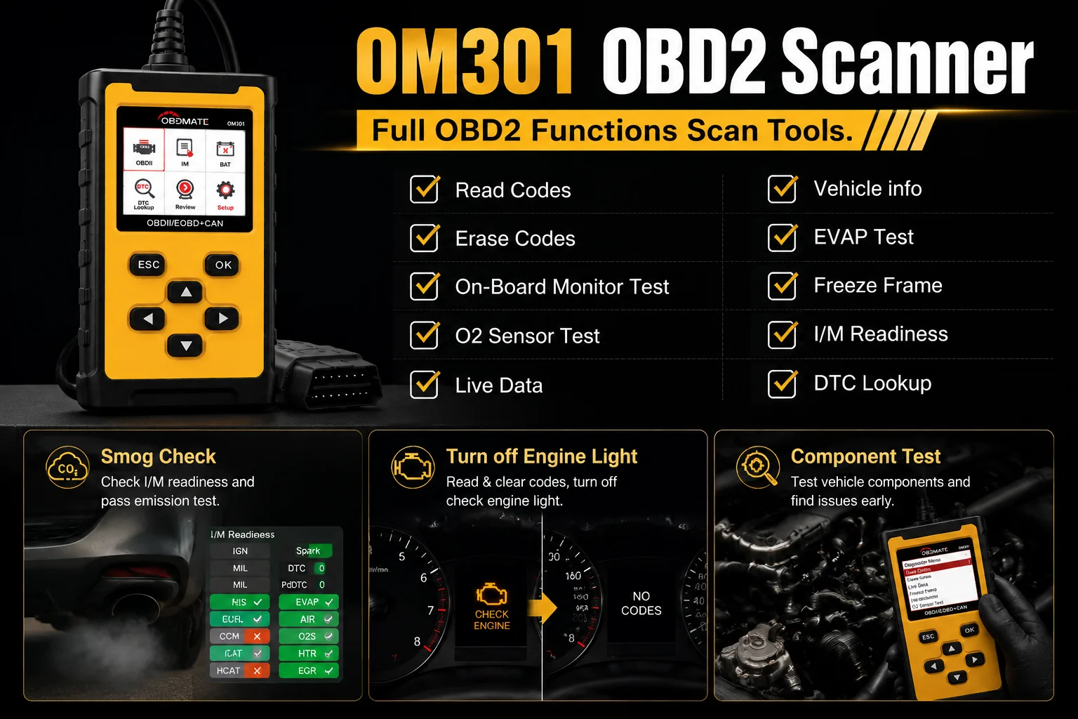 OBD2-Scanner Codeleser Motorfehleranzeige Auto-Diagnosegerät Fehlercodes Lesen und Löschen Volle OBD2-Funktionen 2026 – Detail 4