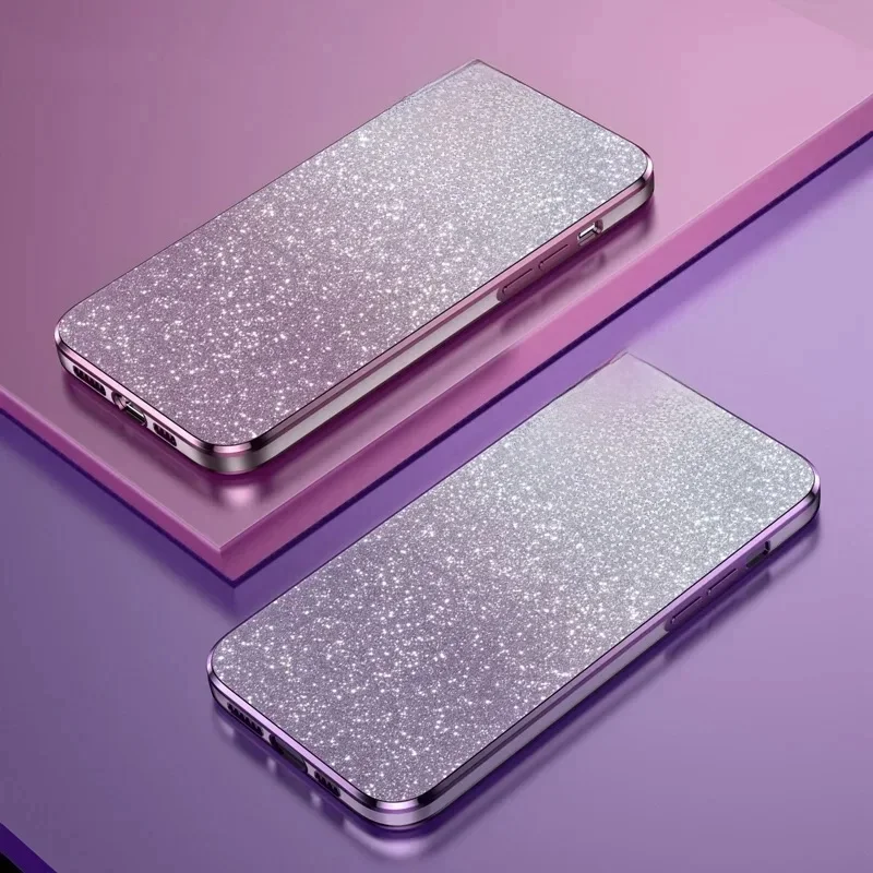 Coque en silicone de placage à paillettes brillantes de luxe pour Xiaomi Redmi, coque arrière souple, objectif d'appareil photo, Note 14 Pro Plus, 5G, 14C