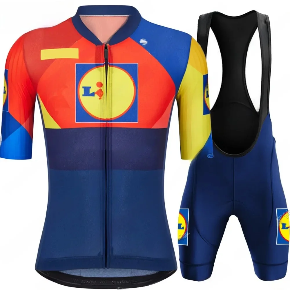 AliExpress Lidl Team 2025 Cycling Jersey Set Men Summer USA Aero Clothing Kit Road Bike Shirts Suit Bicycle Bib Shorts MTB Maillot